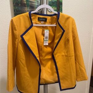 Black Label Women's Mustard Blazer with Navy Trim